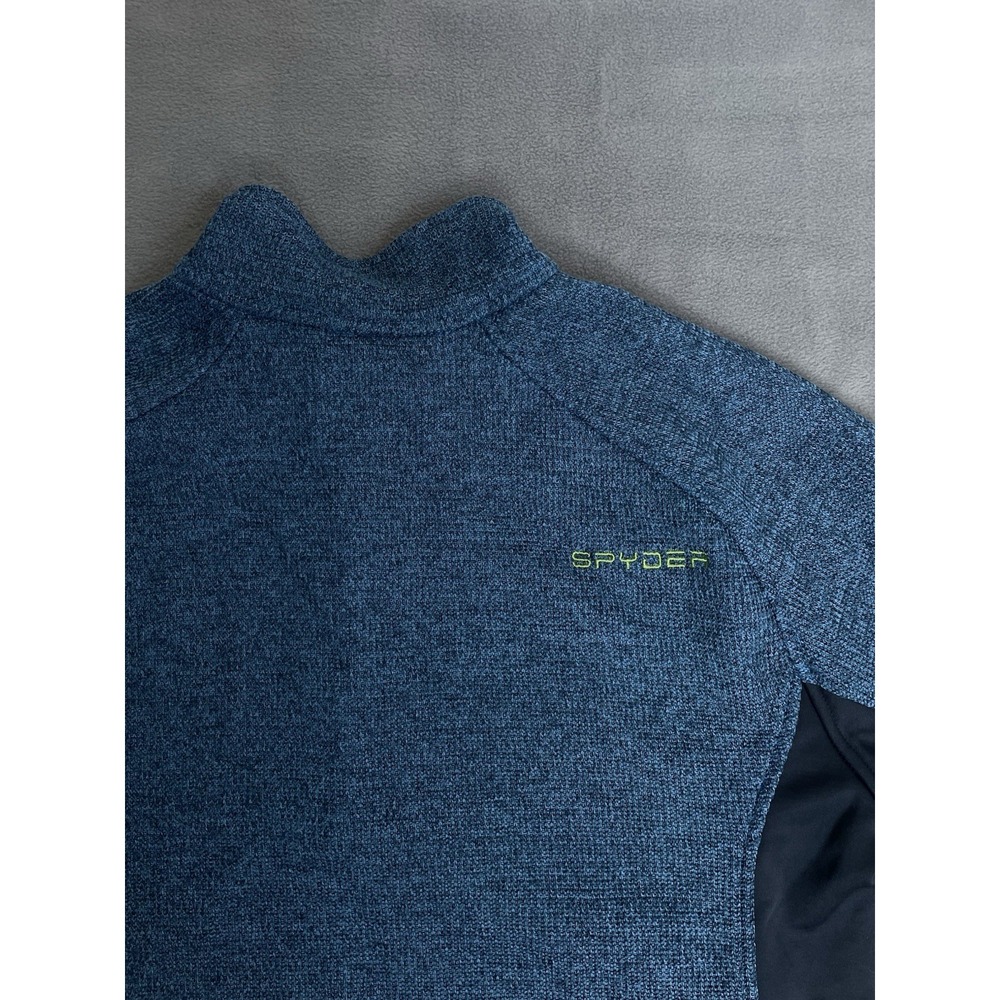 Spyder Jacket Mens Large Blue Marled Quarter Zip Pullover Fleece Sweater - Picture 7 of 11